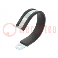 Fixing clamp; ØBundle : 70mm; W: 25mm; steel; Cover material: EPDM