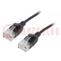 Patch cord; U/UTP; 6a; OFC; PVC; black; 3m; RJ45 plug,both sides