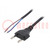 Cable; 2x0.75mm2; CEE 7/16 (C) plug,wires; PVC; 1.5m; flat; black