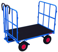 Produktbild - Handpritschenwagen mit 2 Rohrgitterwänden, Höhe 750 mm / Ladehöhe 410 mm , Ladefläche 930 x 700 mm, Vollgummibereifung