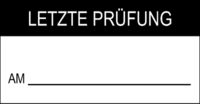 Etiketten - LETZTE PRÜFUNG AM, Schwarz/Weiß, 3.8 x 7.3 cm, Baumwollgewebe, 1