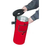 Ascher Standascher Abfallbehälter TKG Rondo, Wandmodell 18 x 41 cm weiß, rot, neusilber, graphit Version: 2 - rot