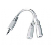 Gembird 10cm, 3.5mm/2x3.5mm, M/F kabel audio 0,1 m Biały