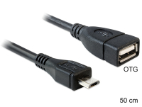 DeLOCK 50cm USB micro-B/USB2.0-A USB Kabel 0,5 m Micro-USB B USB A Schwarz