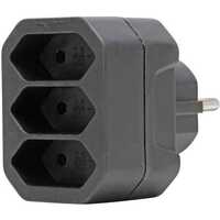 3-fach Adapter, 3 x Dose Typ C auf 1 x Stecker Type E + F, schwarz