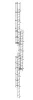 Mehrzügige Steigleiter mit Rückenschutz (Maschinen) Stahl verzinkt, 17,16m