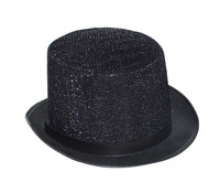 chapeau haut de forme en feutrine à  paillettes noir