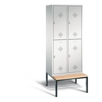 CLASSIC cloakroom locker with bench mounted underneath, double tier