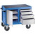Carro de montaje, carga máx. 500 kg, 1 armario, 4 cajones, aluminio blanco RAL 9006 / azul luminoso RAL 5012.