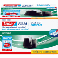 Tischabroller Easy Cut compact schwarz + 1 Rolle 33mx19mm matt unsichtbar