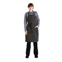 Chef Works Urban Portland Bib Apron in Brown Cotton with Pockets - One Size