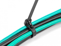 Delock Kábelösszekötő újrahasznosítható hőálló hossza 200 mm, szélessége 7,5 mm, 100 db. Fekete