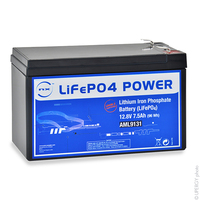 Unité(s) Batterie Lithium Fer Phosphate UN38.3 (96Wh) 12V 7.5Ah F6.35