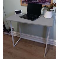 Compact folding home office desk - grey top