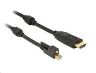 Delock 83732 mini DisplayPort 1.2-dugós csatlakozó csavarral > HDMI-csatlakozódugó 4K aktív kábel, fekete, 5 m