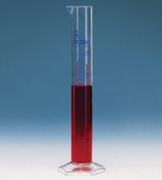 Cylindry miarowe PMP forma wysoka klasa A niebieska podziałka Pojemność nominalna 500 ml