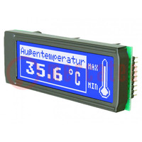 Kijelző: LCD; grafikus; 122x32; STN Positive; kék; 68x26,8mm; LED
