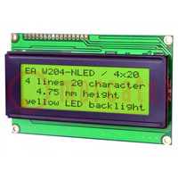 Wyświetlacz: LCD; alfanumeryczny; STN Positive; 20x4; 98x60mm; LED