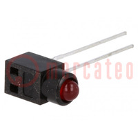 LED; dans un boîtier; rouge; 3mm; Nb.de diodes: 1; 30mA; 60°; 3V