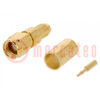 Plug; SMA; male; straight; 50Ω; H155; crimped; for cable; PTFE