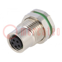 Connector: M8; female; PIN: 5; for panel mounting,front side nut