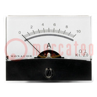Amperometro; sul pannello; I DC: 0÷10A; Classe: 2; Res.ohm.int: 6mΩ