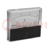 Ammeter; on panel; I DC: 0÷15A; Class: 2.5; 70x60mm