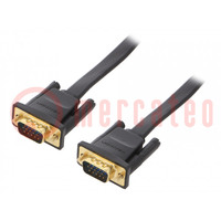 Cable; D-Sub 15pin HD plug,both sides; black; 1m; flat; Core: Cu