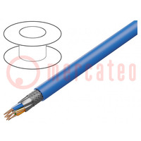 Wire; S/FTP; 4x2x23AWG; 6a; solid; Cu; LSZH; blue; 500m; Øcable: 7mm