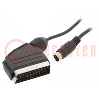 Kabel; DIN mini 4pin -stekker,SCART-stekker; 1,8m; zwart; PVC