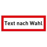 Brandschutzschild, max. 20 Zeichen Text, Alu, langnachleuchtend, 59,4 x 21,0 cm DIN 4066