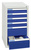 Schubladenschrank Serie ESTA, RAL 7035/5010, 6 Schubladen (4x100, 2x200 mm)