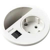 Produktbild zu EVOline Circle80 Presa con passacavo e doppio USB-Charger A+C, bianco