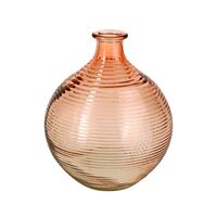 Vase - gerillt - rosa - eingefärbtes Glas - 16,5x20 cm