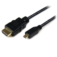 StarTech.com Cable de 3m Micro HDMI a HDMI con Ethernet - Vídeo de 4K a 30Hz - Cable Adaptador Conversor Micro HDMI Tipo D de alta velocidad a HDMI 1.4 - HDMI UHD - Macho a Macho