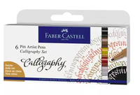 Faber-Castell 167506 kalligrafiepen Zwart, Grijs, Rood, Wit 6 stuk(s)