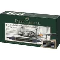 Faber-Castell Wasserfarben Marker markeerstift 5 stuk(s) Borstelpunt Donkergrijs, Grijs, Licht Grijs