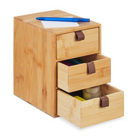 Relaxdays Schreibtisch Organizer, 3 Schubladen, Bambus, HxBxT: 21 x 15 x 20 cm, Schubladenbox Home Office & Büro, natur