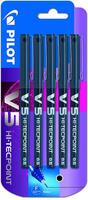Pilot V5 Hi-Tecpoint Liquid Ink Rollerball Pen 0.5mm Tip 0.3mm Line Black (Pack 5)