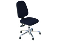 ESD-Stuhl ERGONOMIC schwarz, Sitzhöhe 45-60 cm, mit Rollen für harte Böden
