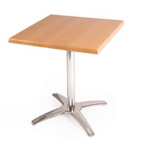 Bolero Square Table Top & Aluminium Base - Beech - 30(H) x 600(W) x600(D)mm