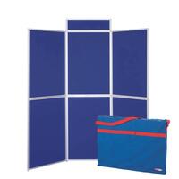 Aluminium framed, large panel, folding display panel kit - 6 panel, blue