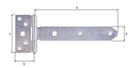 Kreuzgehänge, disp., Scharnier LxB 90x45, Band LxB 192x34 mm