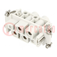 Connector: HDC; contact insert; female; S-K; PIN: 6(4+2); 4+2+PE