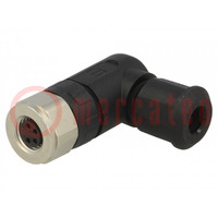 Connector: M8; female; PIN: 4; angled 90°; for cable; plug; 4A; IP67