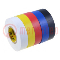 Tape: electrical insulating; W: 19mm; L: 18m; Thk: 0.18mm; PVC film