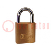 Padlock; shackle; Application: cabinets,bags,cases; brass; A: 20mm