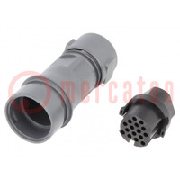 Connector: circular; plug; female; PIN: 16; w/o contacts; for cable