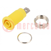 Connector: 4mm banana; socket; 24A; yellow; nickel plated; 34mm