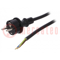Cable; 3x2.5mm2; CEE 7/7 (E/F) plug,wires,SCHUKO plug; PVC; 3m